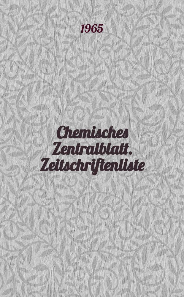 Chemisches Zentralblatt. Zeitschriftenliste