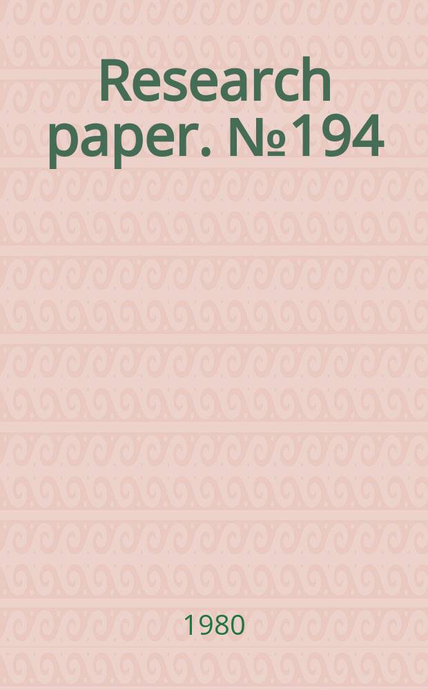 Research paper. №194 : Annotated world list of selected current geographical serials