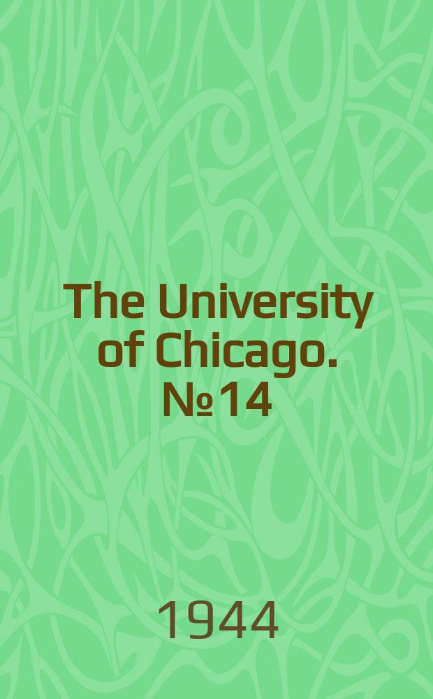 The University of Chicago. №14 : A report on synoptic conditions in the Mediterranean area