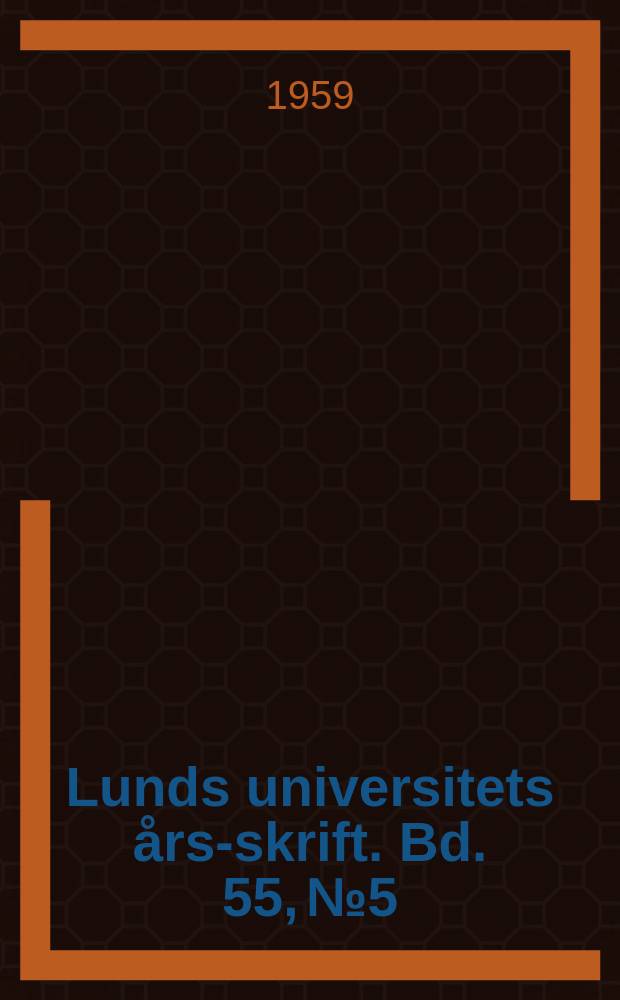 Lunds universitets &aring;rs-skrift. Bd. 55, № 5 : Free-living marine nematodes