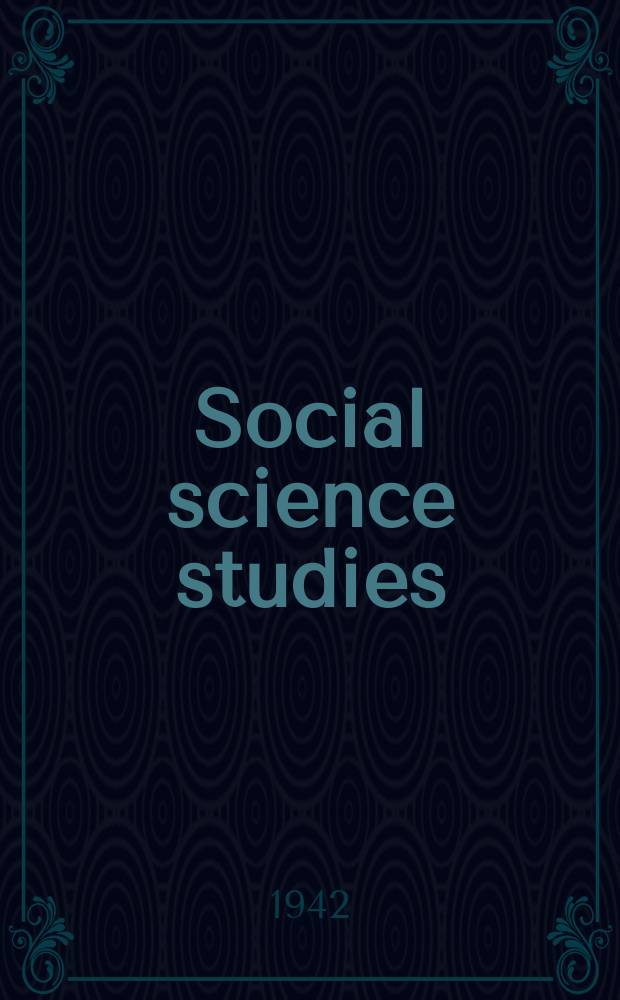 Social science studies : Directed by the Social science research committee of the University of Chicago. [!]№39 : Metropolitan government