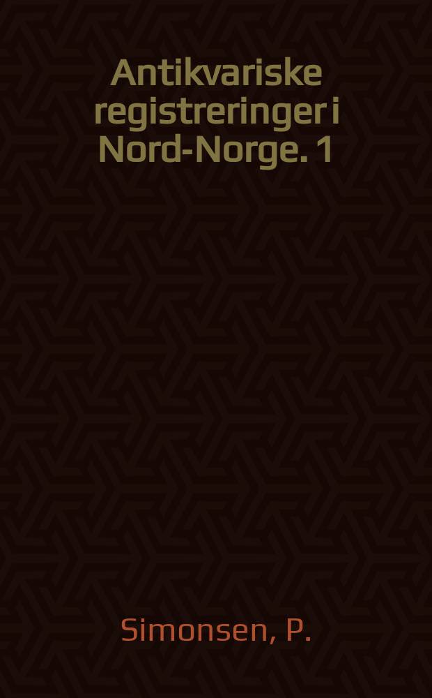 Antikvariske registreringer i Nord-Norge. 1 : Funn og fortidsminner i indre salten