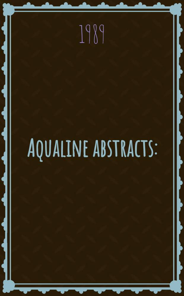 Aqualine abstracts : (Formerly WRC information) Publ. bi-weekly on behalf of the Water research centre. Vol.5, №16