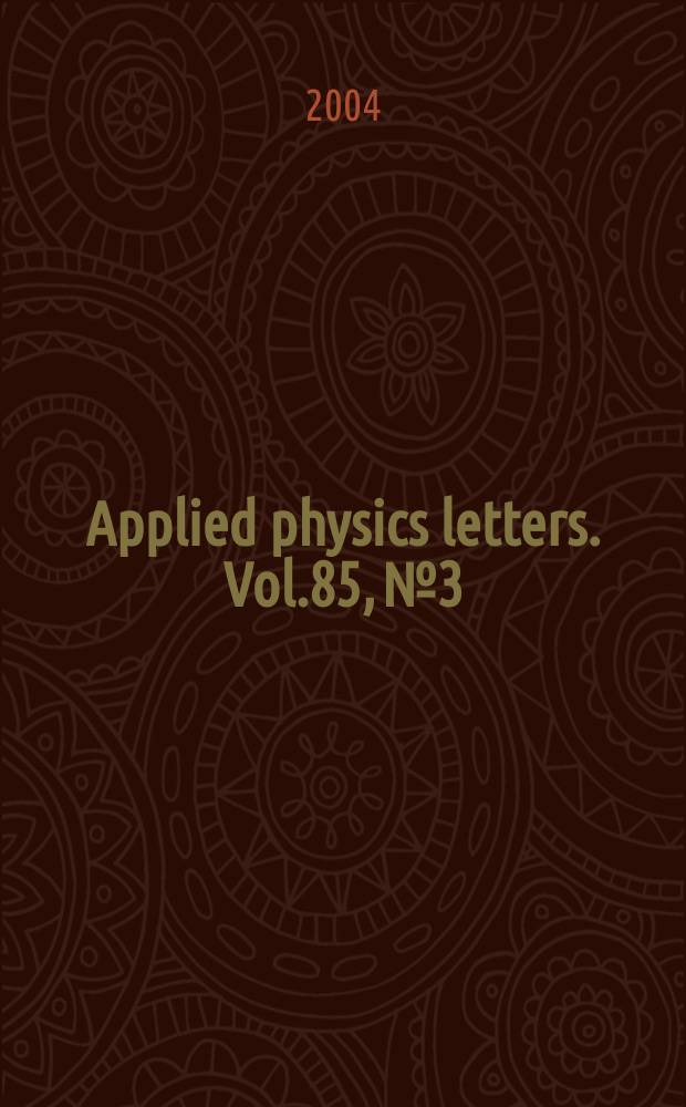 Applied physics letters. Vol.85, №3
