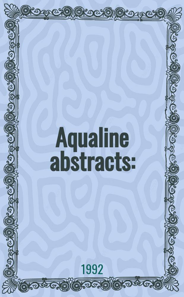 Aqualine abstracts : (Formerly WRC information) Publ. bi-weekly on behalf of the Water research centre. Vol.8, №8