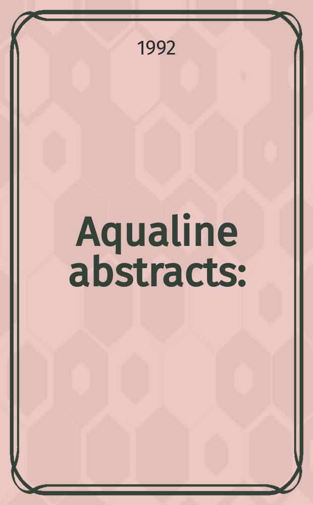 Aqualine abstracts : (Formerly WRC information) Publ. bi-weekly on behalf of the Water research centre. Vol.8, №10