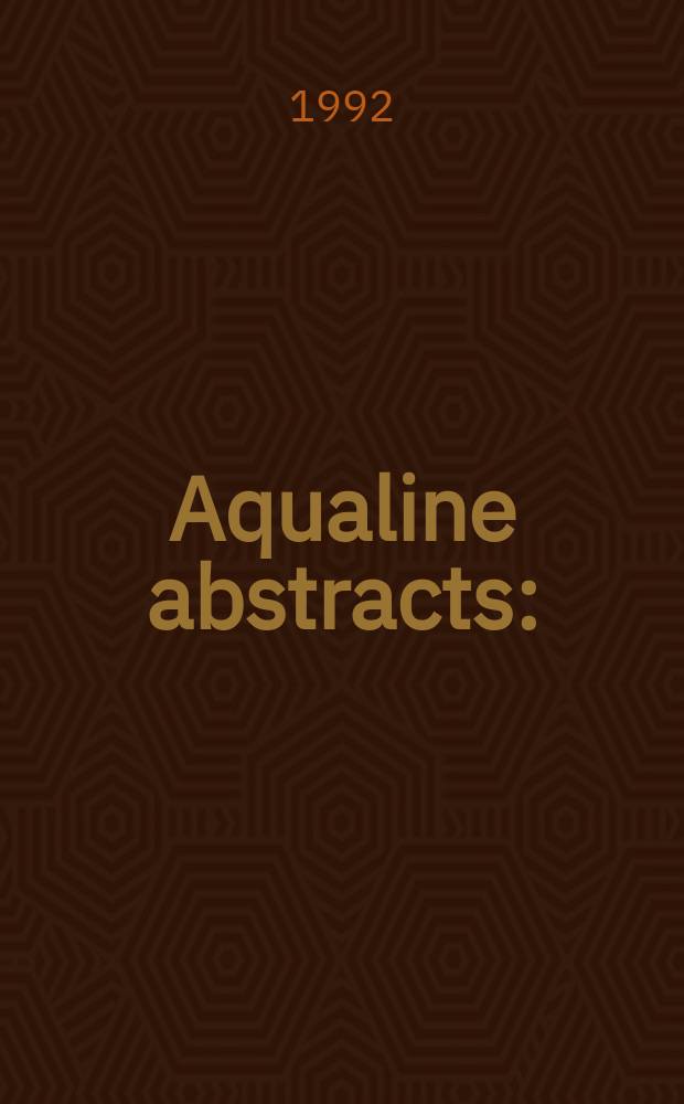 Aqualine abstracts : (Formerly WRC information) Publ. bi-weekly on behalf of the Water research centre. Vol.8, №20