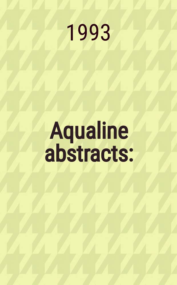 Aqualine abstracts : (Formerly WRC information) Publ. bi-weekly on behalf of the Water research centre. Vol.9, №15