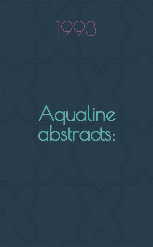 Aqualine abstracts : (Formerly WRC information) Publ. bi-weekly on behalf of the Water research centre. Vol.9, №20