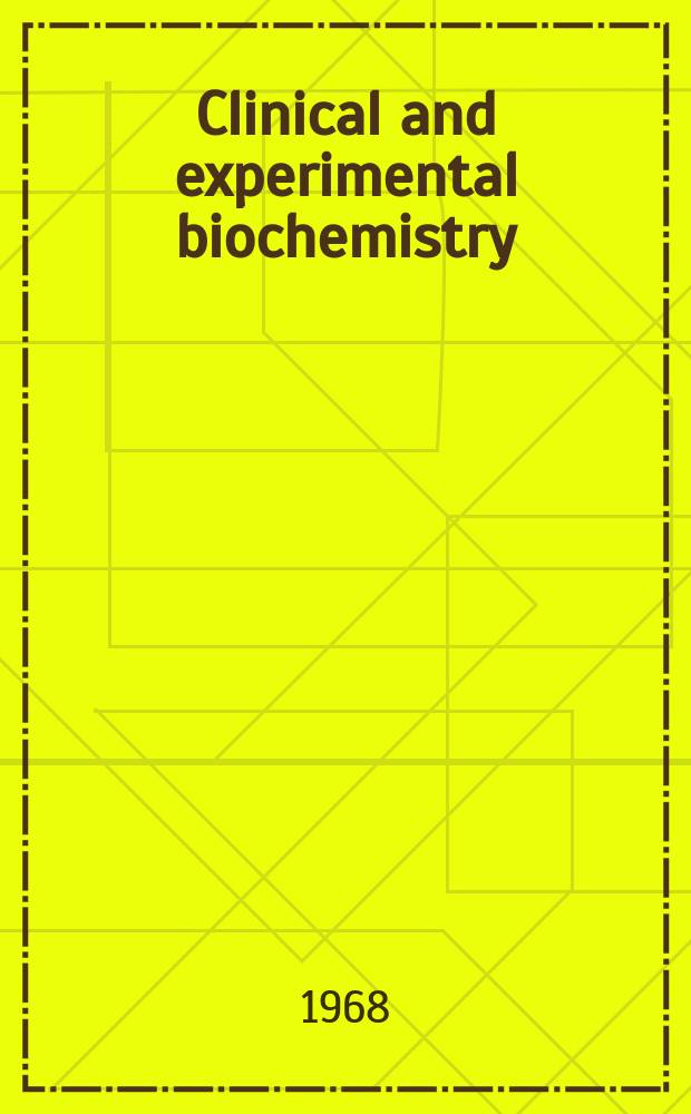 Clinical and experimental biochemistry : Current awareness from Excerpta med. Excerpta med. Sect.29. Vol.21, Index issue : Vol.21, Index issue
