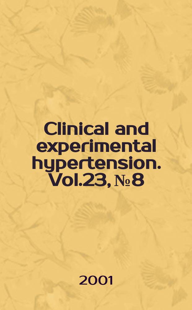 Clinical and experimental hypertension. Vol.23, №8