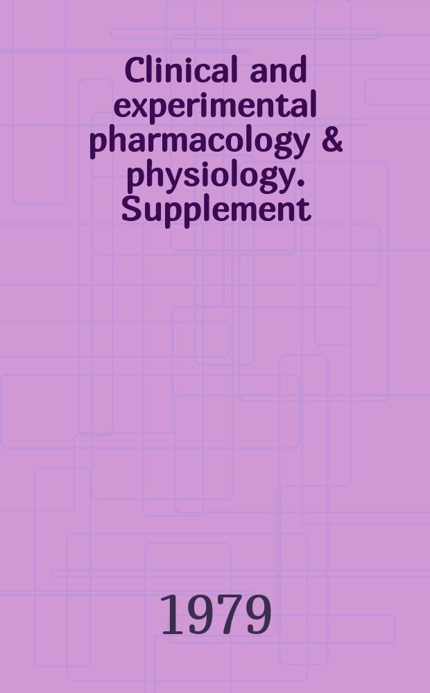 Clinical and experimental pharmacology & physiology. Supplement