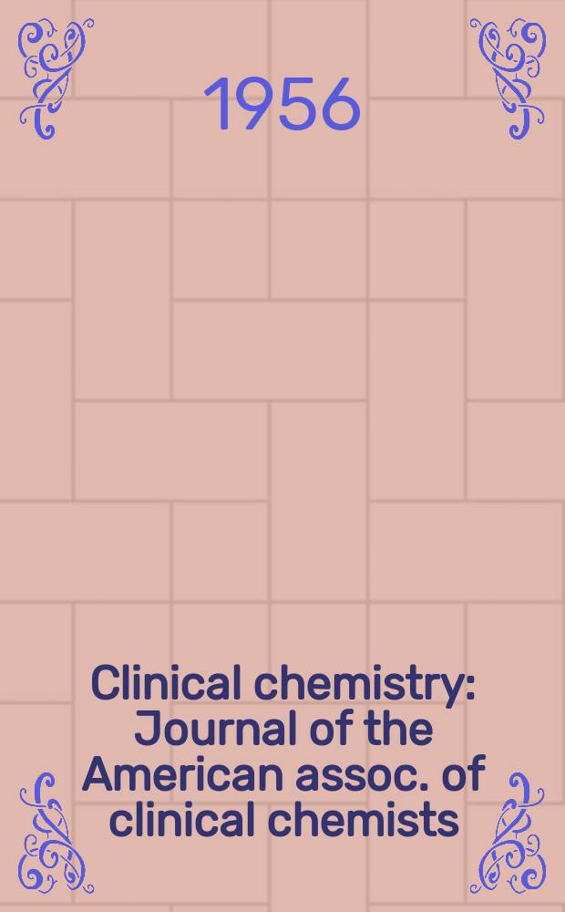 Clinical chemistry : Journal of the American assoc. of clinical chemists