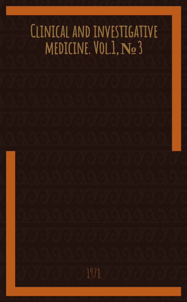 Clinical and investigative medicine. Vol.1, №3/4 : (Hypertension, 1978)