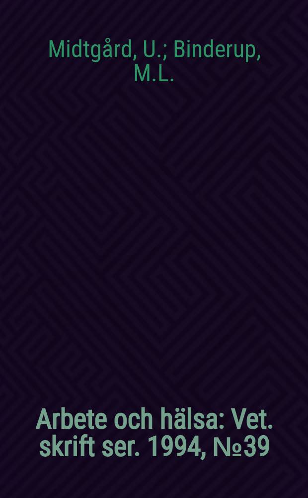 Arbete och hälsa : Vet. skrift ser. 1994, №39 : Cobalt and cobalt compounds