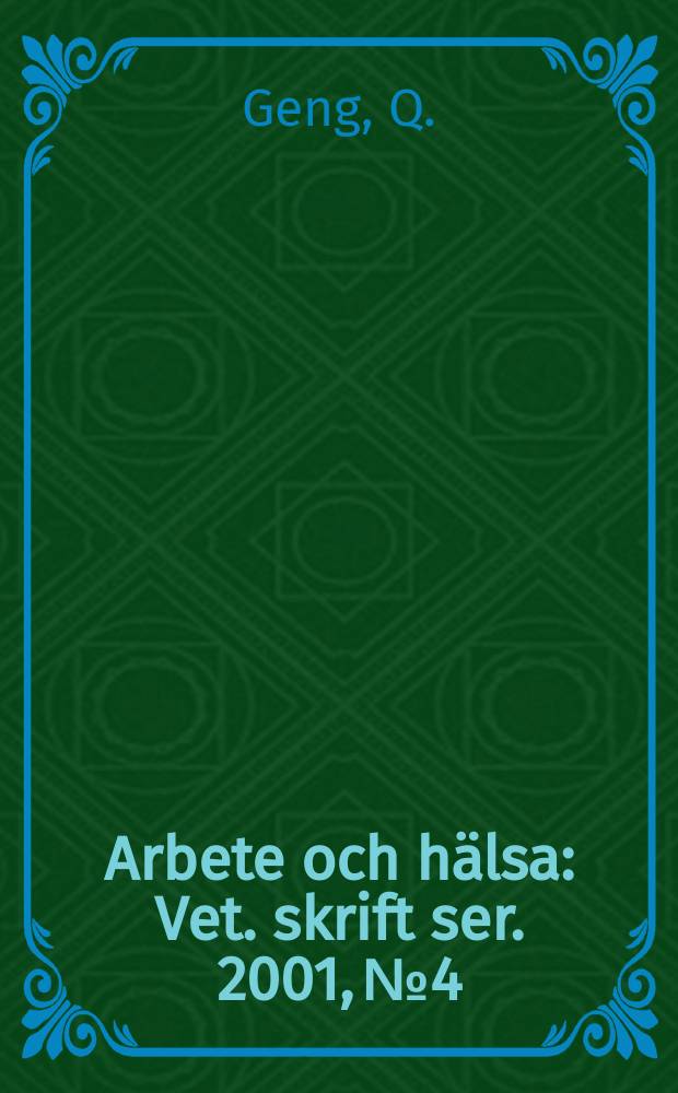 Arbete och hälsa : Vet. skrift ser. 2001, №4 : Hand cooling, protection and performance in cold ...