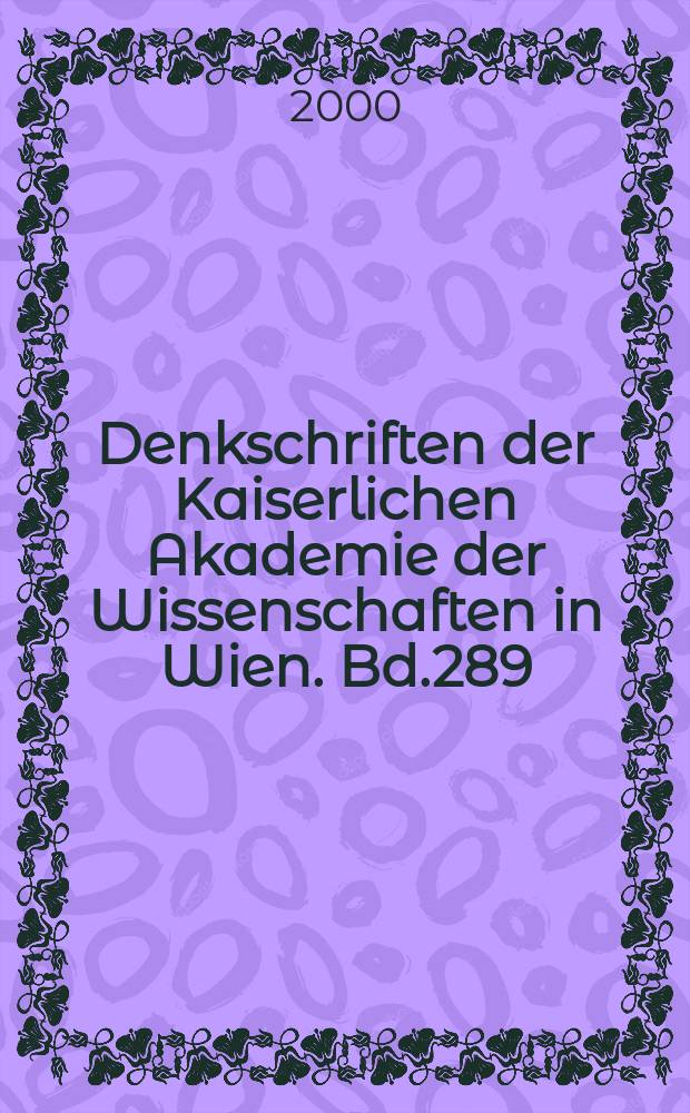 Denkschriften der Kaiserlichen Akademie der Wissenschaften in Wien. Bd.289 : Die Etruskerin