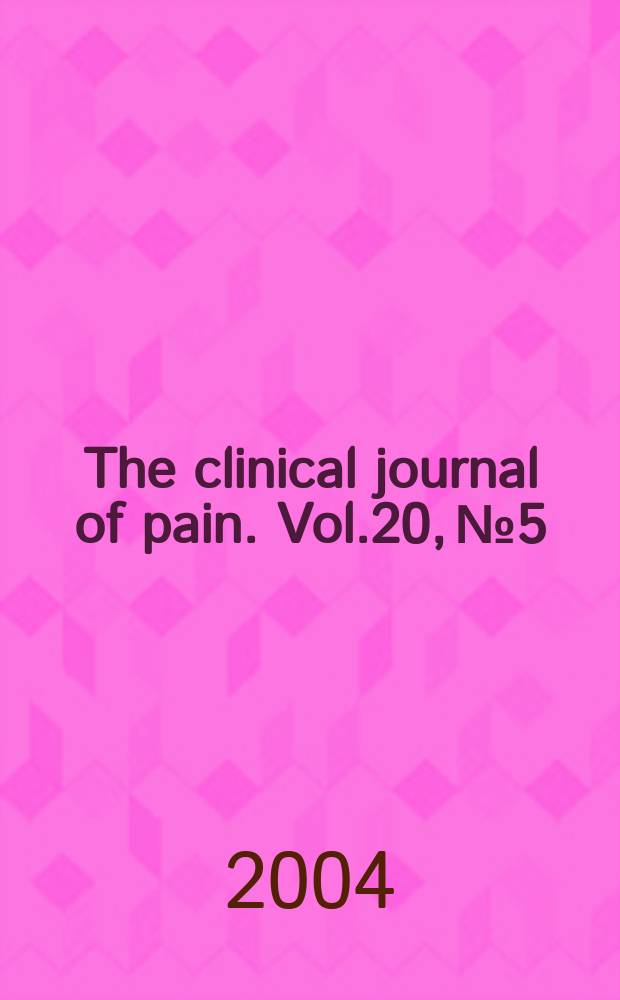 The clinical journal of pain. Vol.20, №5