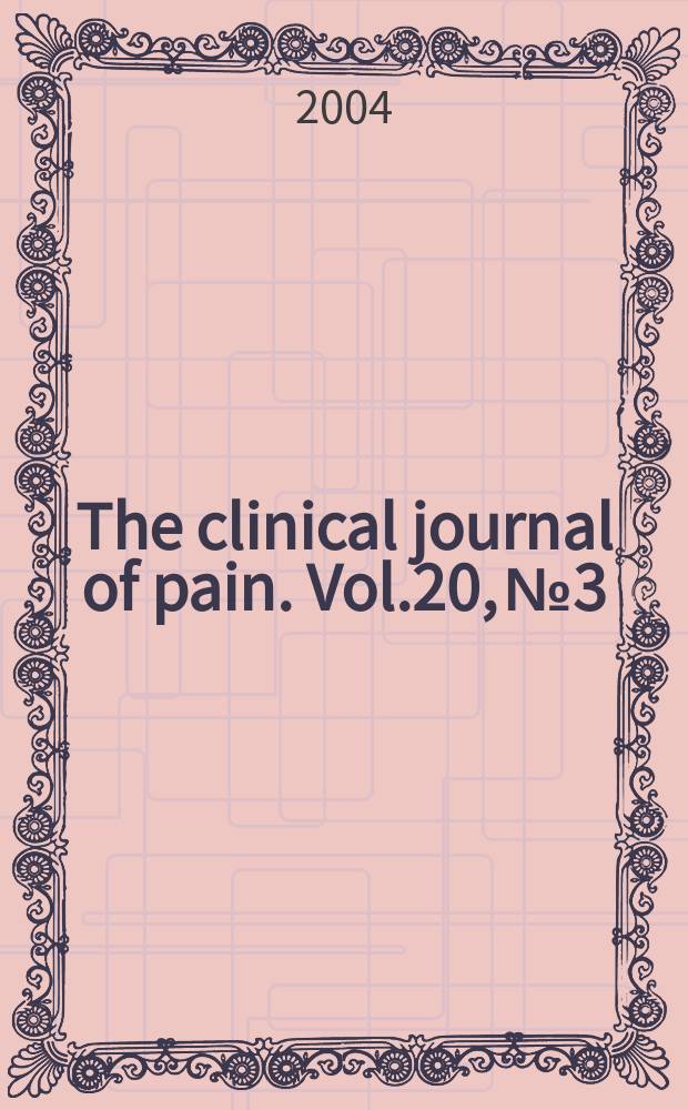 The clinical journal of pain. Vol.20, №3