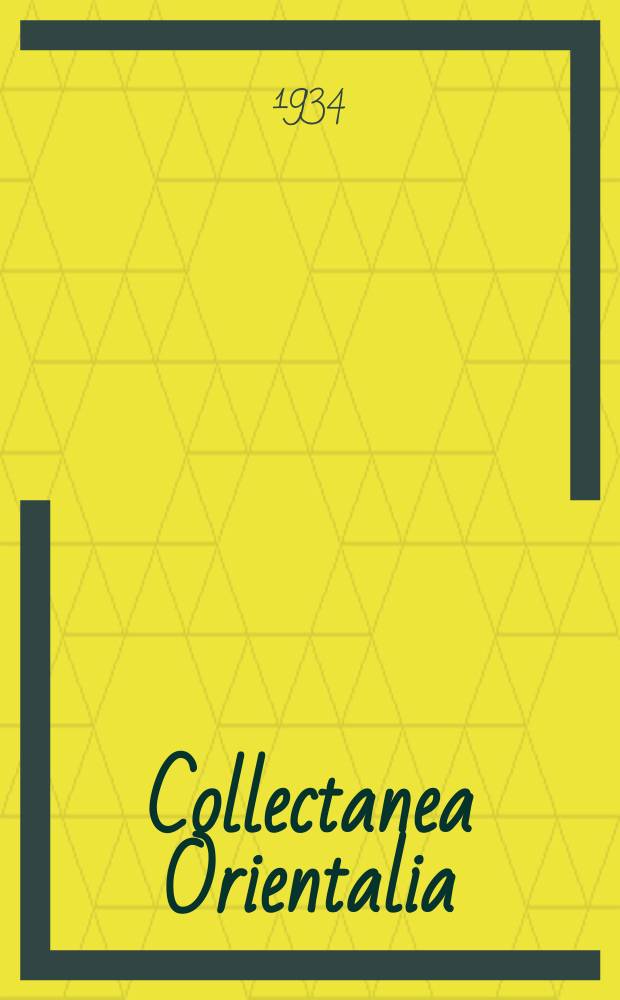 Collectanea Orientalia