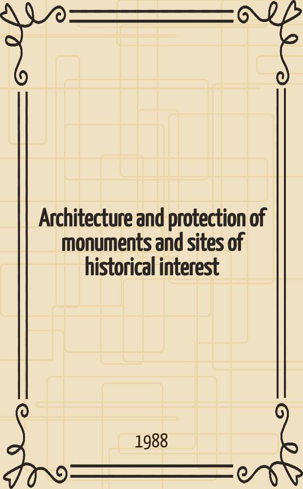 Architecture and protection of monuments and sites of historical interest : Ser. publ. by the Germ. comis. for UNESCO a, the Acad. of the chamber of architects, North-Rhine. Vol.26 : Art nouveau