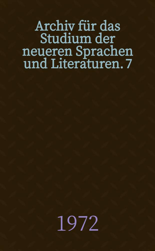 Archiv für das Studium der neueren Sprachen und Literaturen. 7 : Machado de Assis