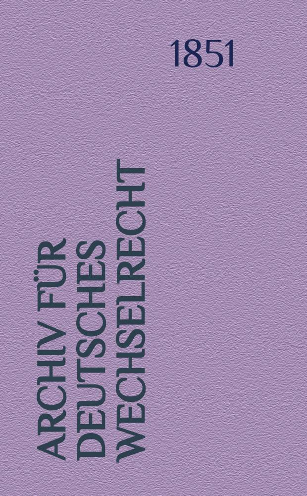 Archiv für deutsches Wechselrecht