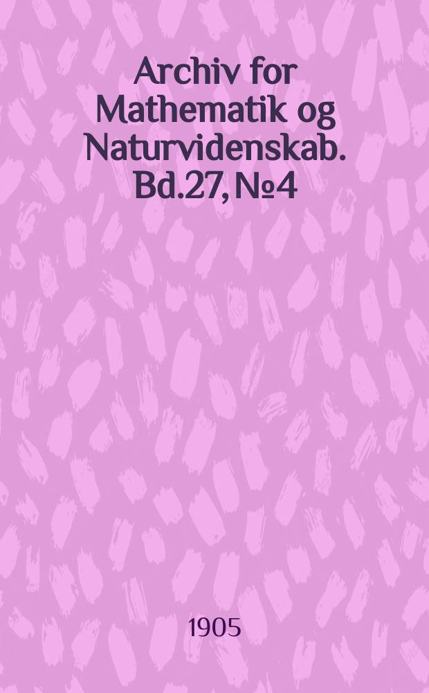 Archiv for Mathematik og Naturvidenskab. Bd.27, №4 : On two apparently new Phyllopoda from South Africa