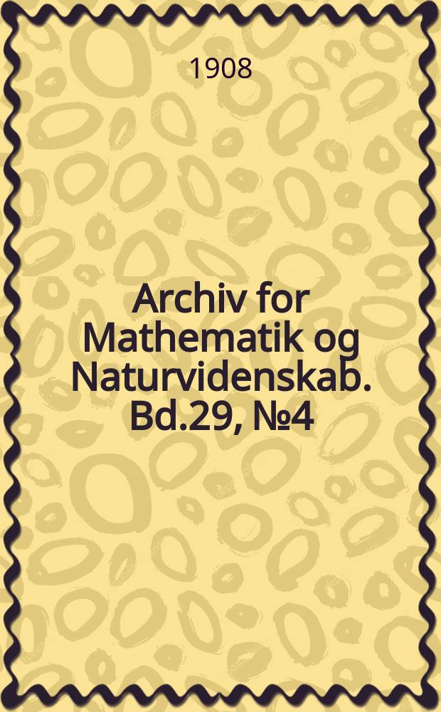 Archiv for Mathematik og Naturvidenskab. Bd.29, №4 : On the occurence of a genuine Harpacticid in the lake Baikal