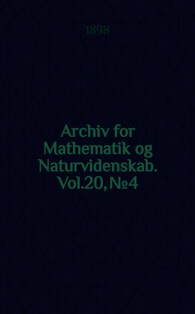 Archiv for Mathematik og Naturvidenskab. Vol.20, №4 : On some South-African Phyllopoda raised from dried mud