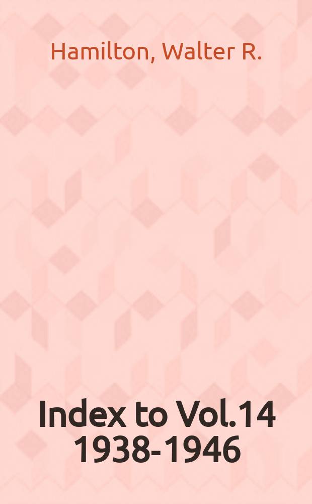 Index to Vol.14 1938-1946