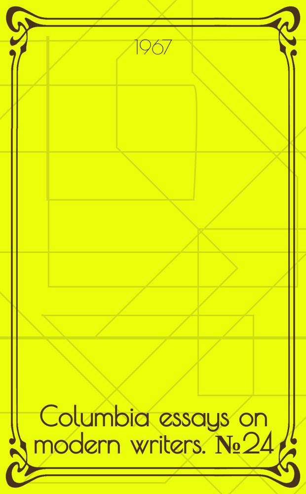 Columbia essays on modern writers. №24 : Thomas Mann