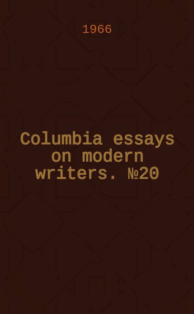 Columbia essays on modern writers. №20 : Jean Genet