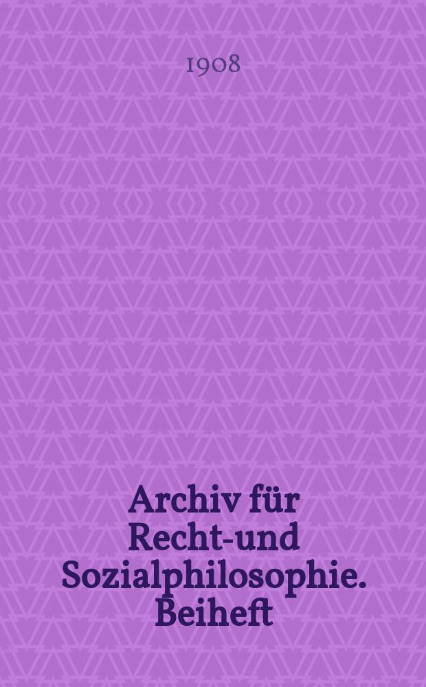 Archiv f&uuml;r Rechts- und Sozialphilosophie. Beiheft