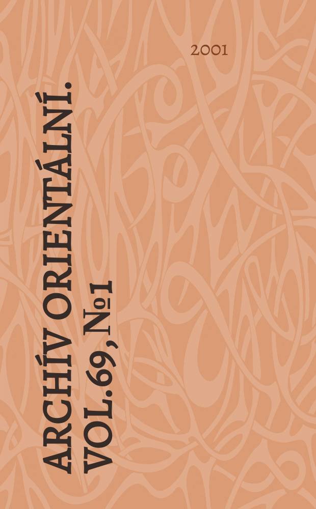 Archív orientální. Vol.69, №1