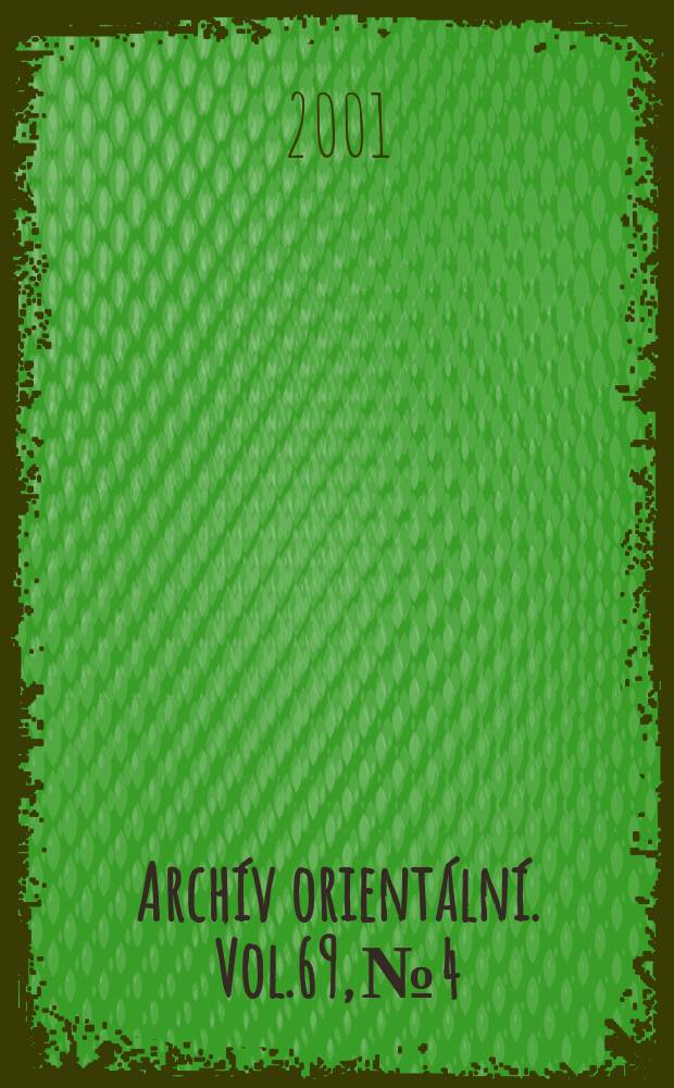 Archív orientální. Vol.69, №4