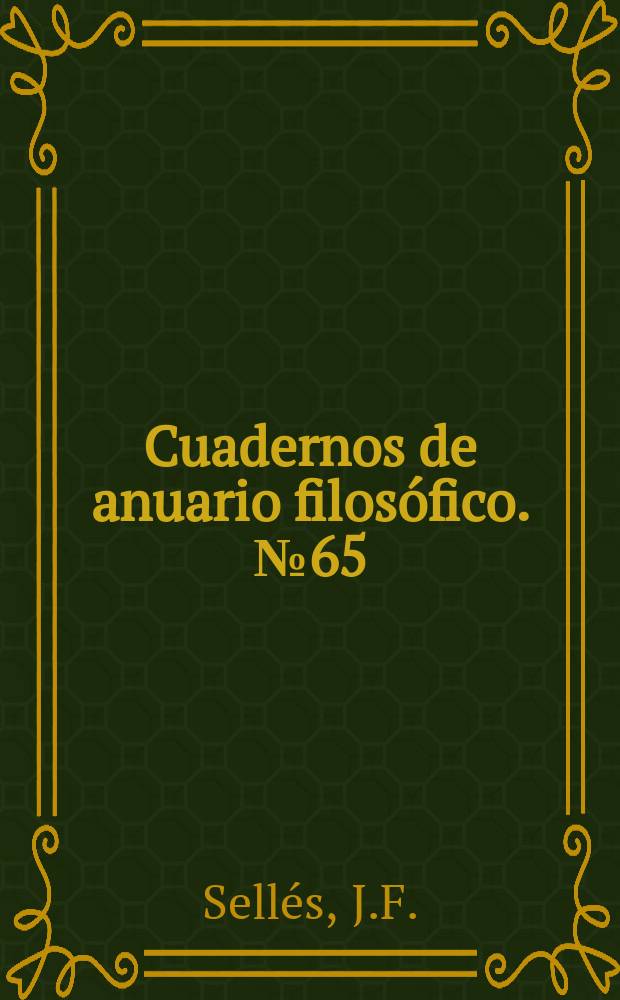 Cuadernos de anuario filosófico. №65 : Hábitos y virtud