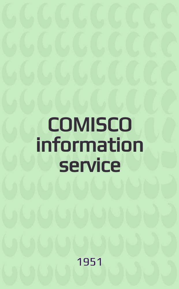 COMISCO information service : Intern. social. conf