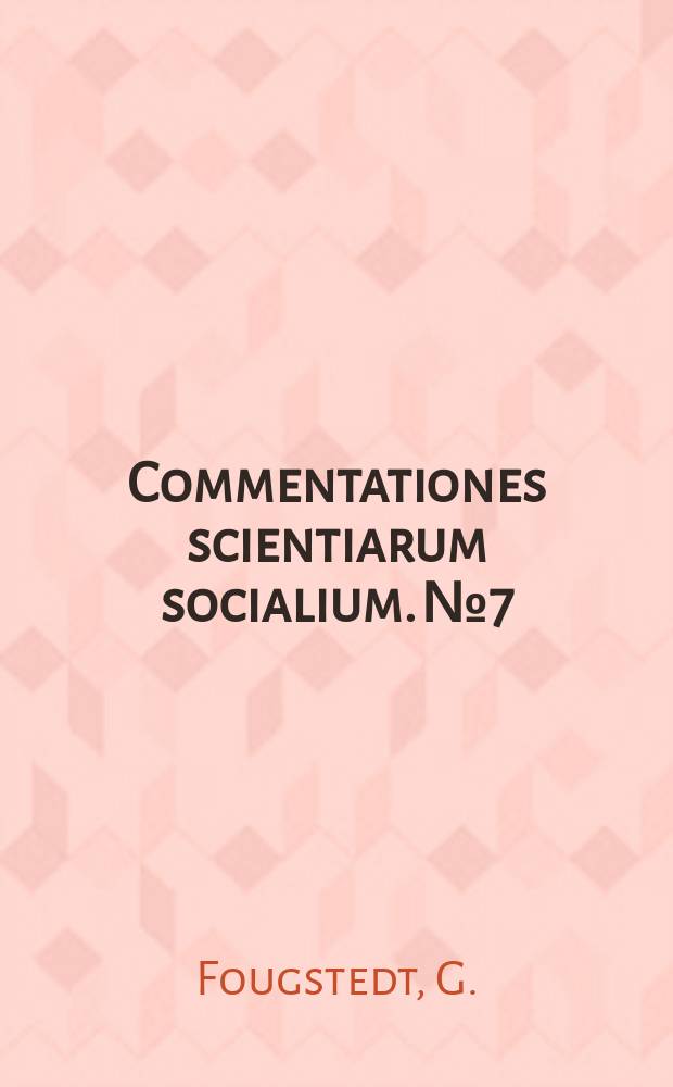 Commentationes scientiarum socialium. №7 : Trends and factors of fertility in Finland