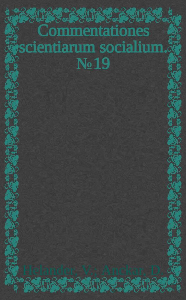 Commentationes scientiarum socialium. №19 : Consultation and political culture