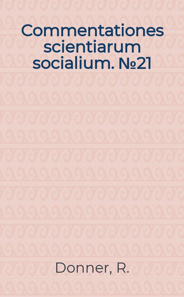 Commentationes scientiarum socialium. №21 : The regulation of nationality in international law