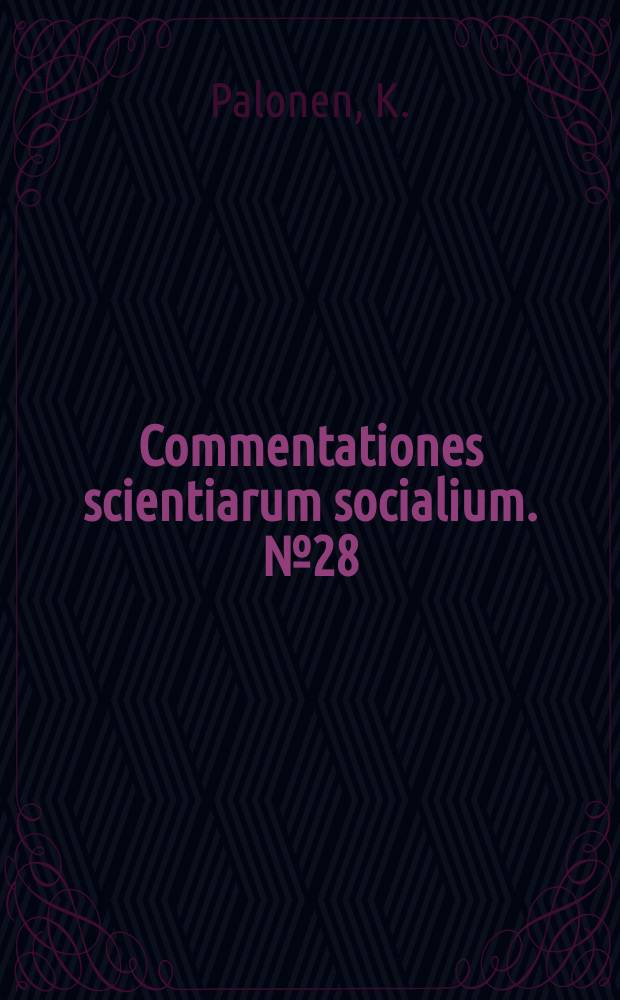 Commentationes scientiarum socialium. №28 : Politik als Handlungsbegriff