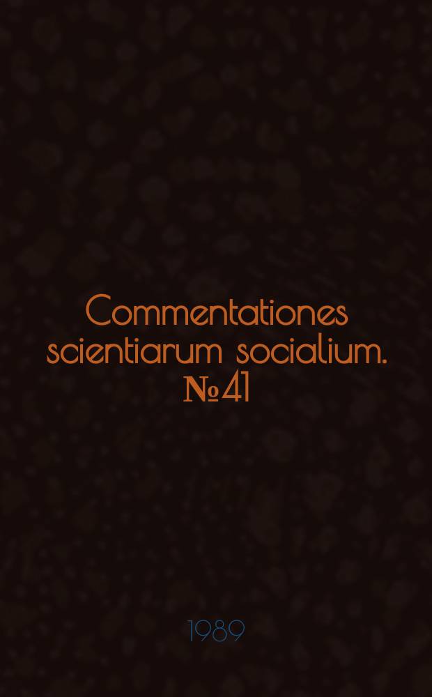 Commentationes scientiarum socialium. №41 : Political elite action