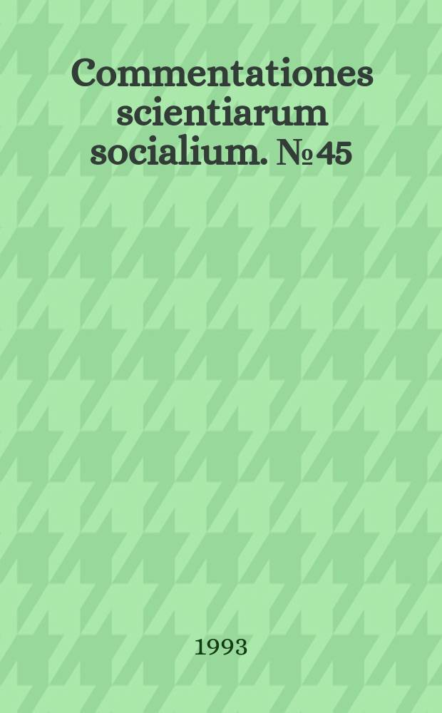 Commentationes scientiarum socialium. №45 : Distribution of benefits in bargaining ...