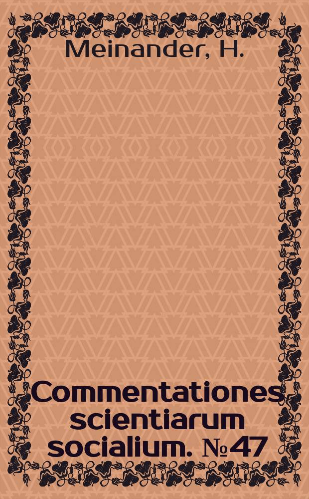 Commentationes scientiarum socialium. №47 : Towards a bourgeois manhood