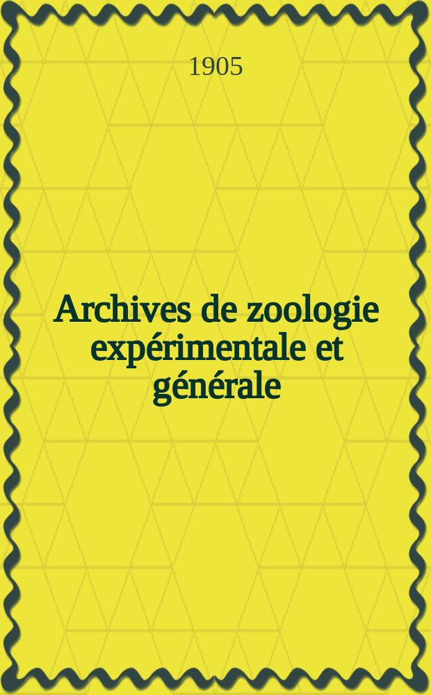 Archives de zoologie expérimentale et générale : Histoire naturelle, morphologie, histologie évolution des animaux. Sér. 4, T.4, №3 : Recherches sur les Haplosporidies