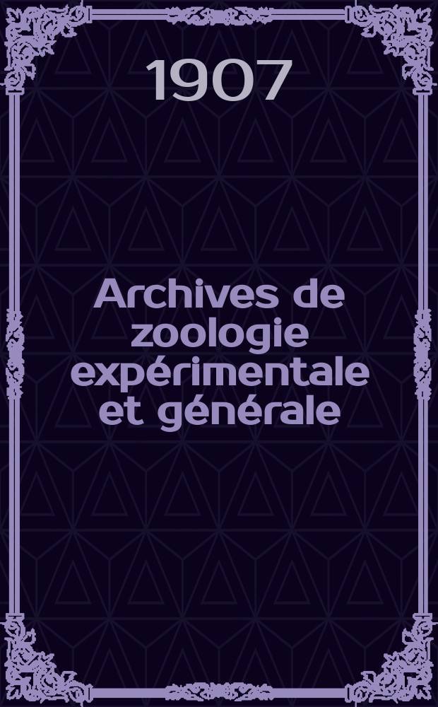 Archives de zoologie expérimentale et générale : Histoire naturelle, morphologie, histologie évolution des animaux. Sér. 4, T.7, №7 : Sur une cent d'origine énigmatique