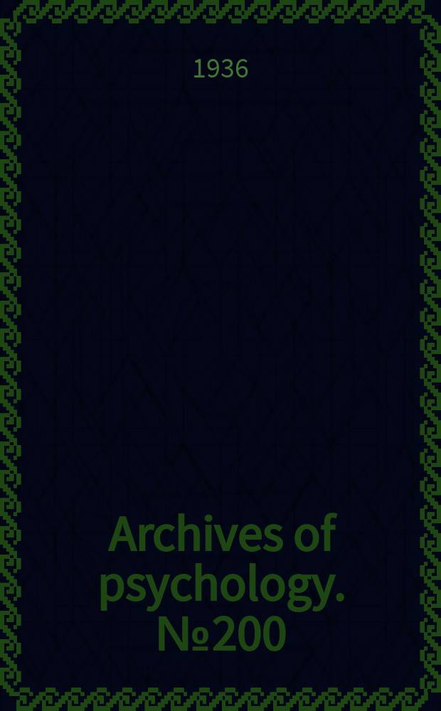 Archives of psychology. №200 : The atmosphere effect