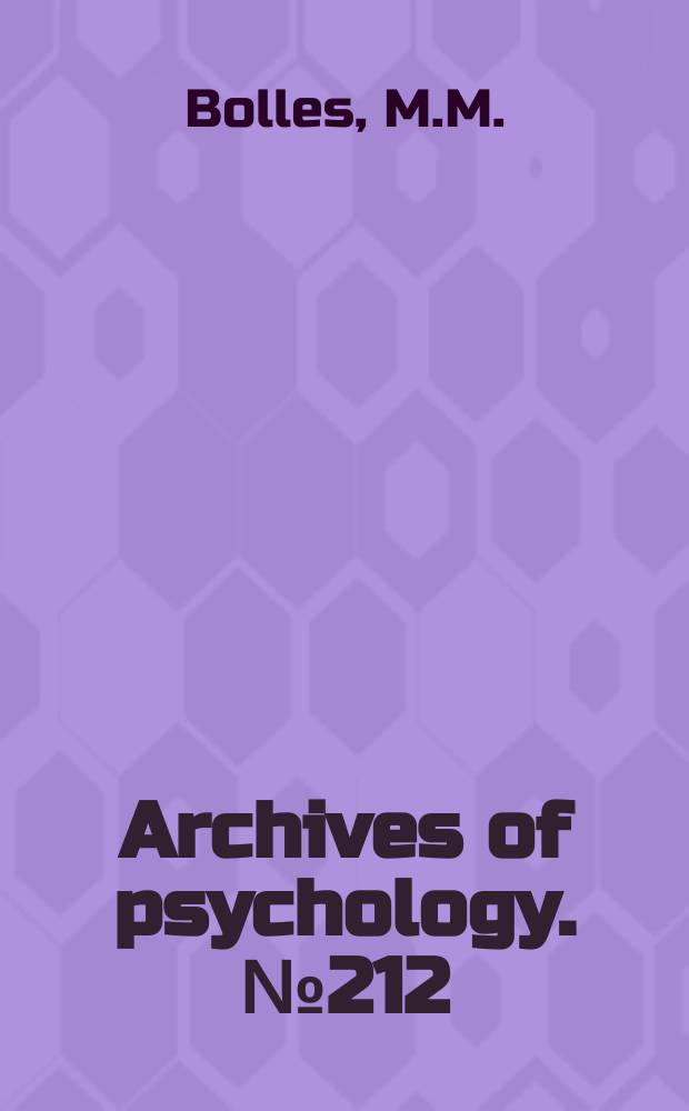 Archives of psychology. №212 : The basis of pertinence