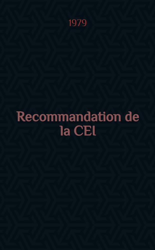 Recommandation de la CEI : Publication. 50(00) : (Vocabulaire électrotechnique international)